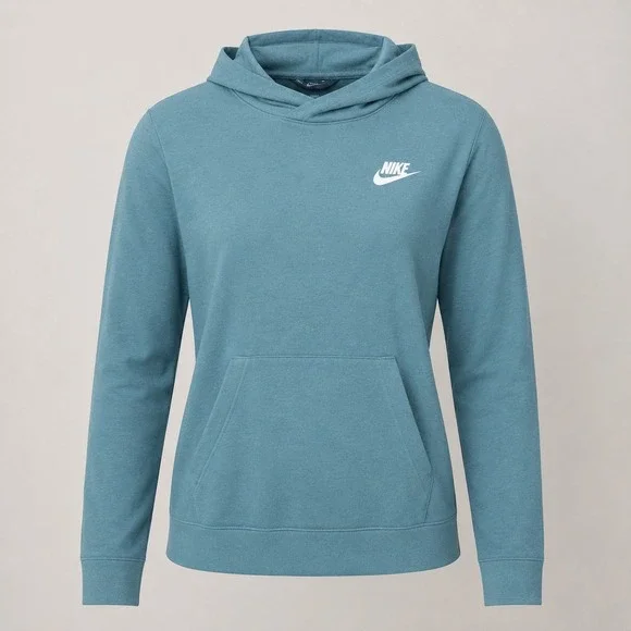 Nike Club Fleece Cowl Neck Pullover Women's Teal Aqua Athleisure Hoodie Size L