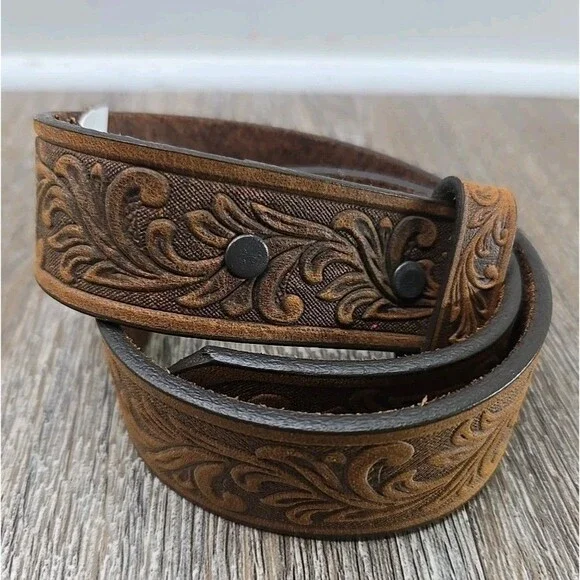 NEW - Tony Lama Leather Belt Little Texas C60119 Youth Size 20 Brown Embossed