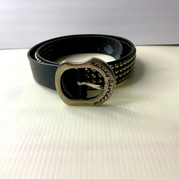 Harley Davidson Genuine Leather Kids Belt Biker Black Embellished Studded