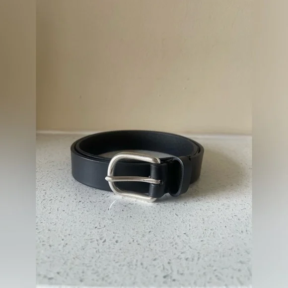 CREWCUTS leather black belt with silver buckle