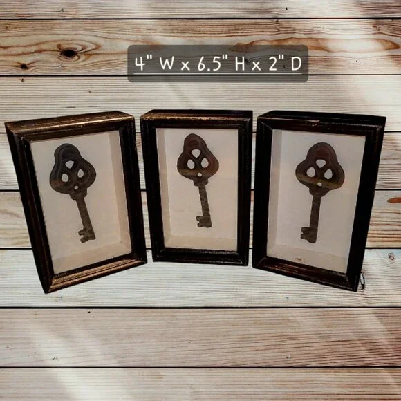 Set of 3 Vintage - IKEA Shadow Boxes w/ Keys HENJA Wall Mounted or Free-Standing