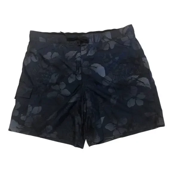 Merona, Dark Navy Blue Floral print, Mens XL Swim Shorts