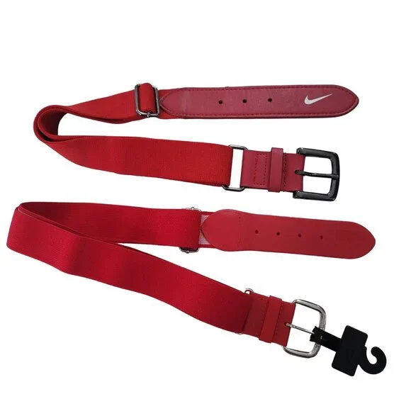 Nike baseball Adjustable Red Leather Belt one size kids and adults Metal Buckle