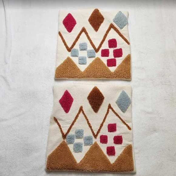 Set of 2 Ikea Brunstarr abstract wool tufted pillowcases throw pillow 20x20