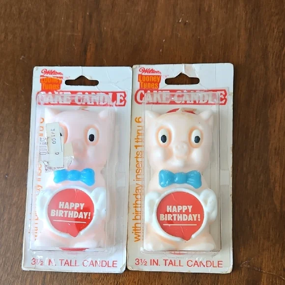 NWT Vintage 1979 Looney Tunes Porky Pig Candles 3.5