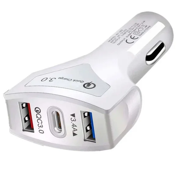 Fast Car Charger Type C PD Port, QC 3.0 Quick Charge Port Triple Ports, Fast