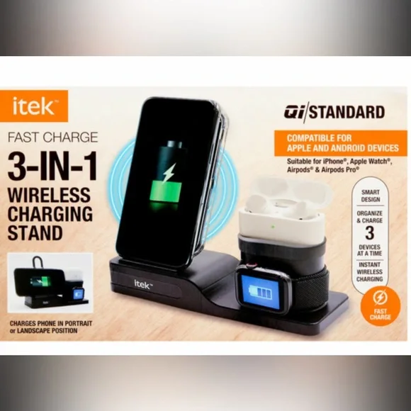 3-in-1 Wireless Charging Stand - Black‎