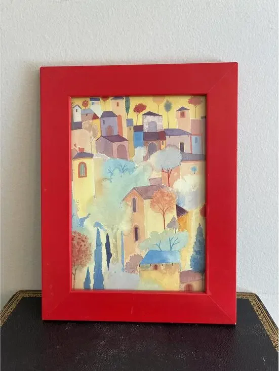Vintage Giuliana Lazzerini Summer Buildings Framed IKEA Art Print 8x6 1999