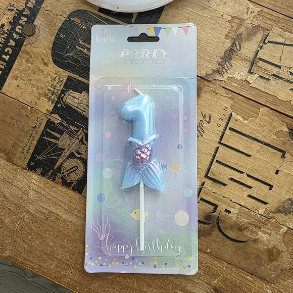 Blue Mermaid Number 1 Cake Candle