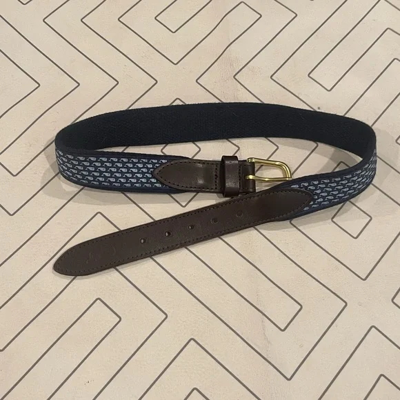 Vineyard Vines Brown and Blue Whale Belt