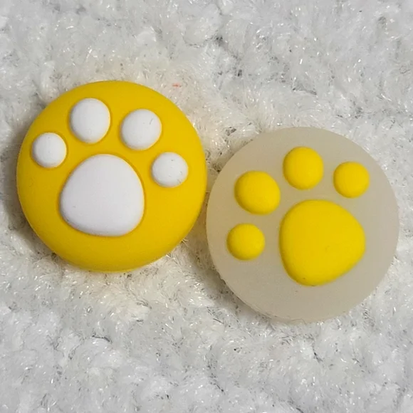 Switch Controller Thumb Stick Joystick Grips, Paw Print Yellow Kids Adult Gamer