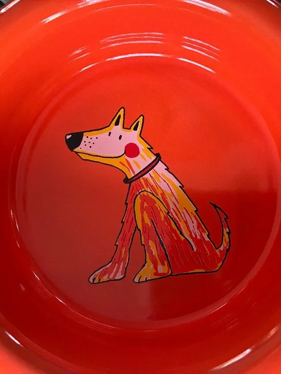 Unique enamelware dog bowls in two sizes imported from Czech Republic