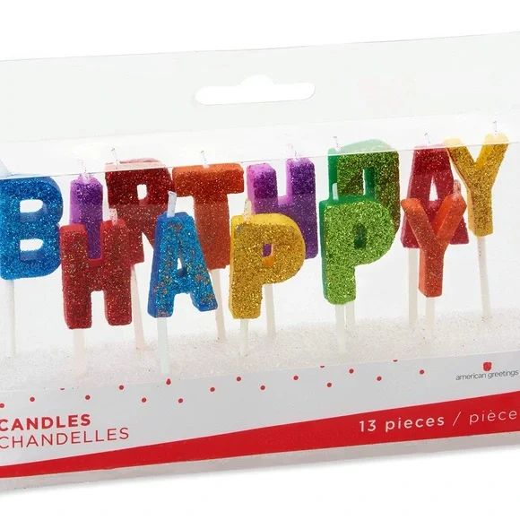 🆕American Greetings Colorful Glitter “Happy Birthday” Candles