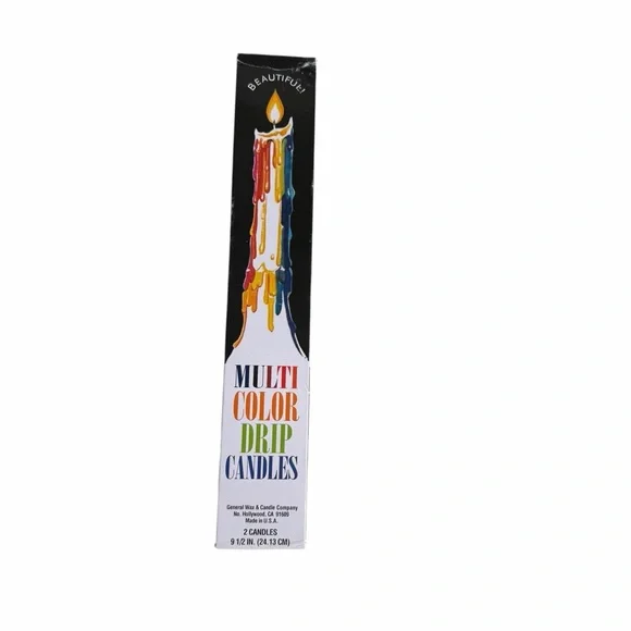 Vintage Multi Color Drip Candles 9.5” General Wax USA 2 Pack Sealed Package