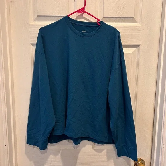 NIKE Yoga Dri Fit Women Teal Long Sleeve‎ Sweatshirt Athletic Top Size Large
