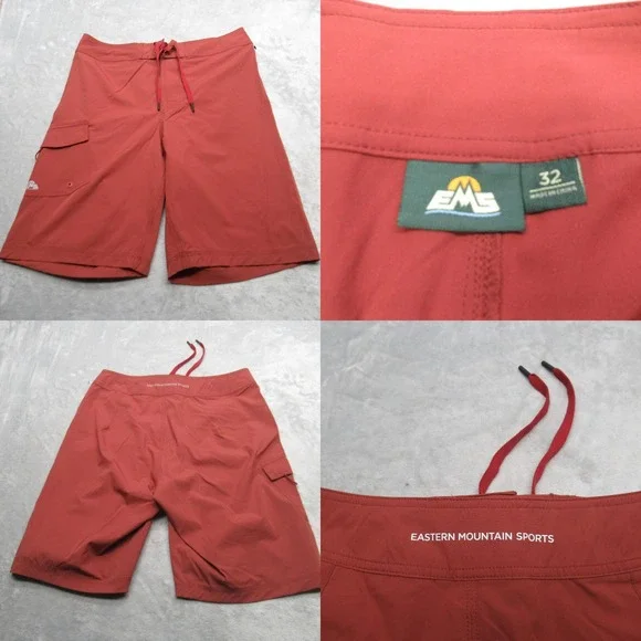 EMS Swim Shorts Mens 32 Rust Quick Dry Cargo Pocket Lace Up Board Trunks‎ Beach