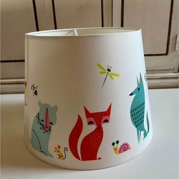 Ikea White Nursery Lampshade Bear Porcupine Woodland Forest Animals woodland