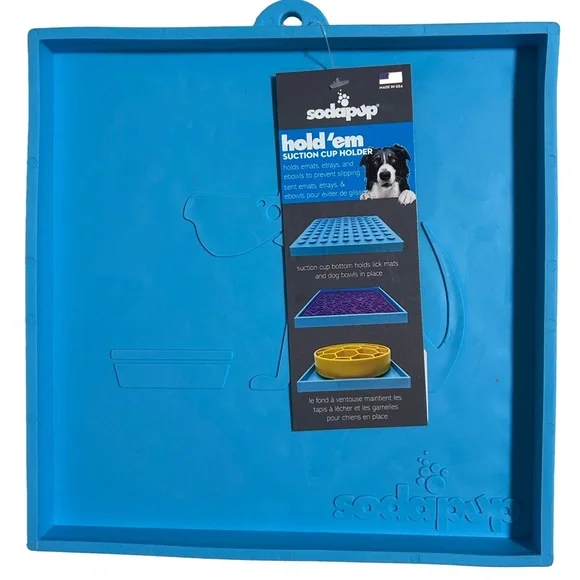 SodaPup Hold’em Suction Cup Holder Blue Non-Slip Base for Lick Mats Slow Feeders