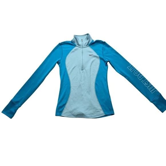 Nike Dri-Fit Athletic Quarter Zip Pullover Blue Running Training XS‎