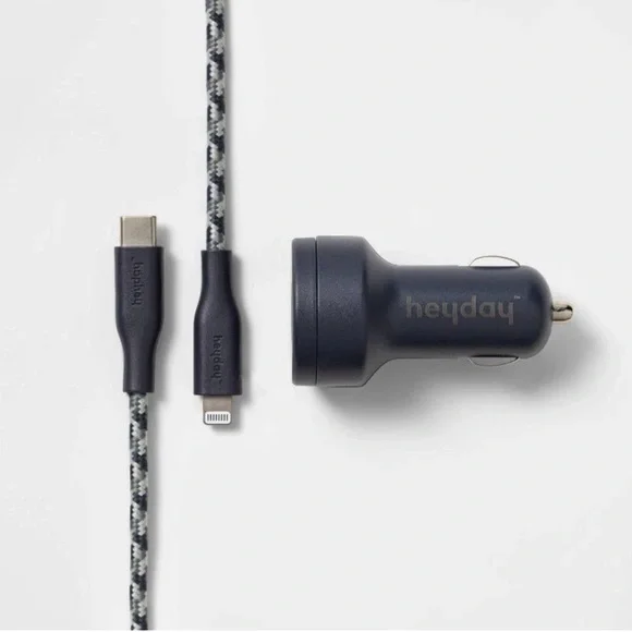 heyday 6' USB-C Power Delivery Car Charging Kit for iPhone/iPad Blue New In Box