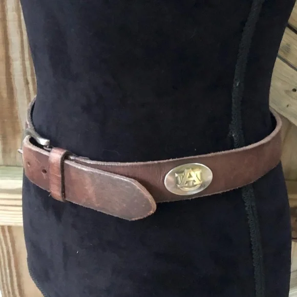 Zep-Pro Auburn Full Grain Leather Belt with Silver Metal AU Conchos Size L