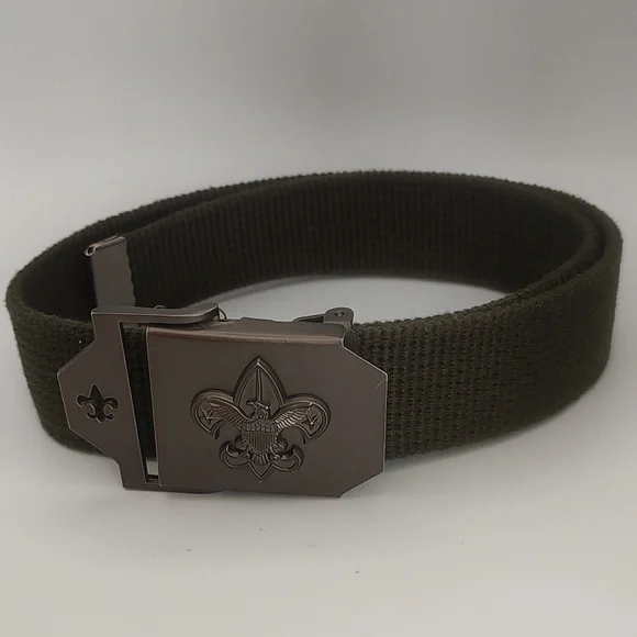 Kids Olive Green Belt with Fleur-de-Lis Buckle Scouts