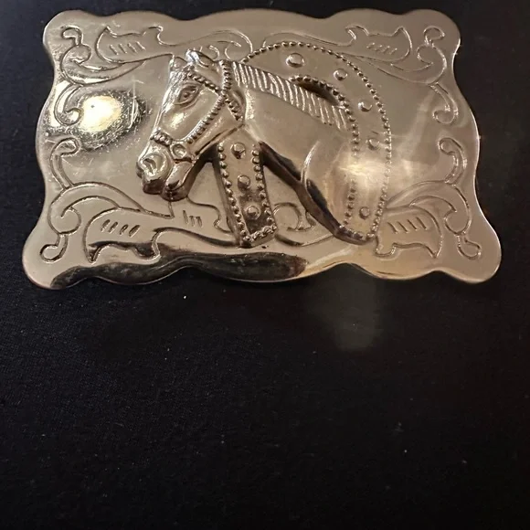 Kids Silver Horse Belt Buckle