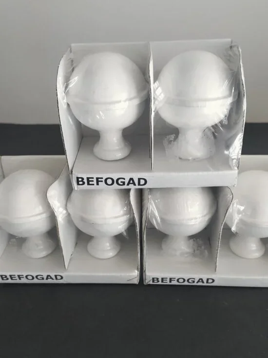 NWT 3 Sets IKEA BEFOGAD Finials White for Curtain Rod 903.147.51