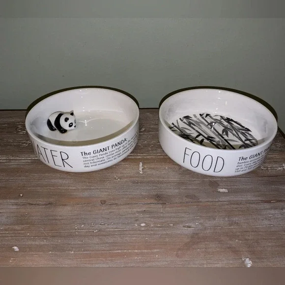 Honest Goods Double Diner 3D Panda Ceramic Bowl Set, 2 Cups