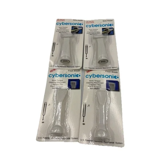 Cybersonic Sonic - 4 Tongue Cleaning #A201 & 2 Flosser #A103 Attachments - New