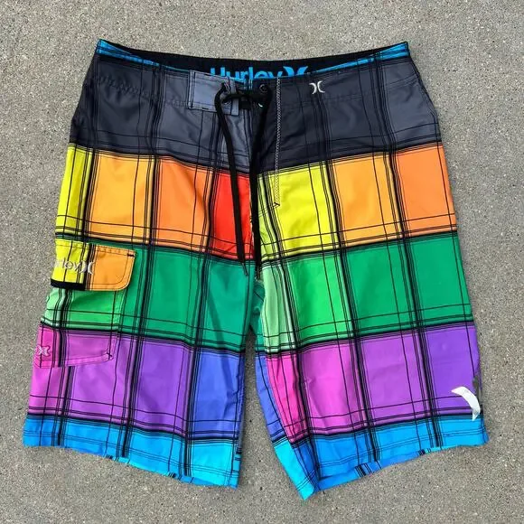 Hurley Phantom Bold Primary Color Block board shorts swim trunks Size 32