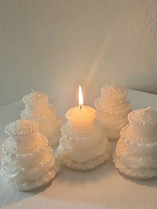 Elegant White Pearl Mini Cake Candle - Home Party Supplies