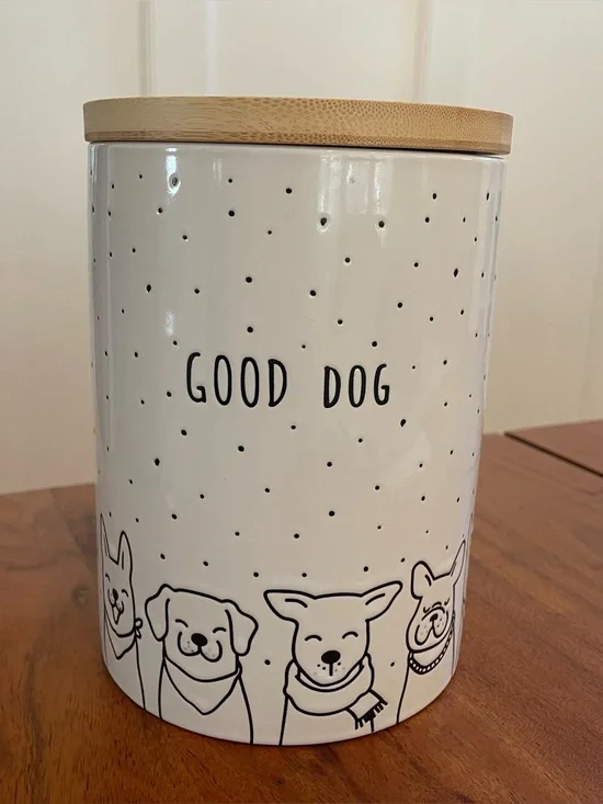 “Good Dog” Treat Canister Jar w/ Lid Stoneware Signature Housewares Minimalist
