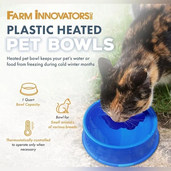 Farm Innovators 1 Quart Plastic Heated Pet Bowl