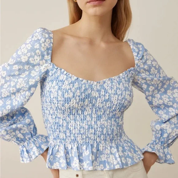 Reformation Cambria Linen Top in Sofie