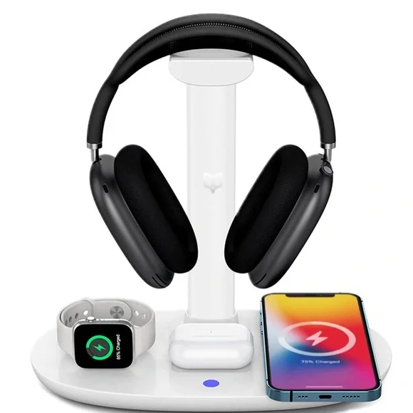3-in-1 Wireless Charging Station - Black and White