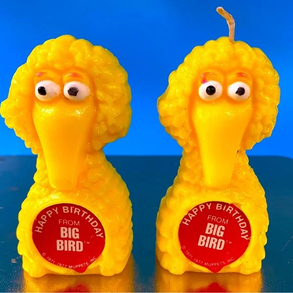 Sesame Street Big Bird Muppet Birthday Candles Vintage 1977 Wilton Set of 2
