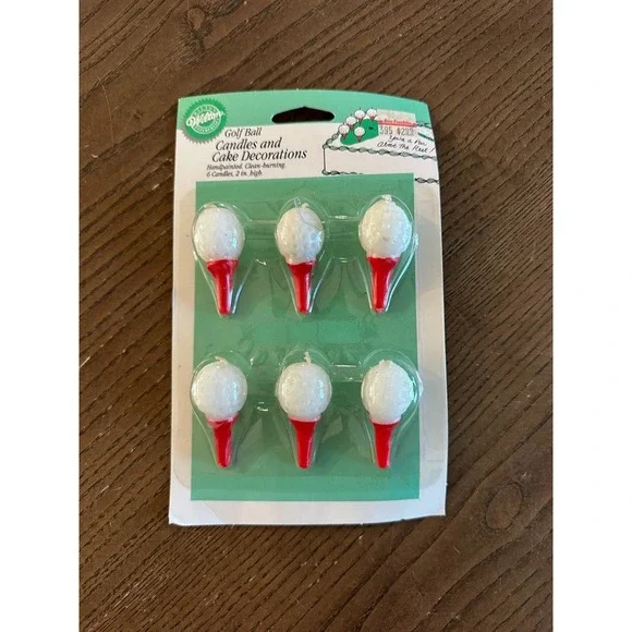 Vintage Wilton 1993 Golf Ball Candles Cake Decorcations Pack Of 6 Masters NOS