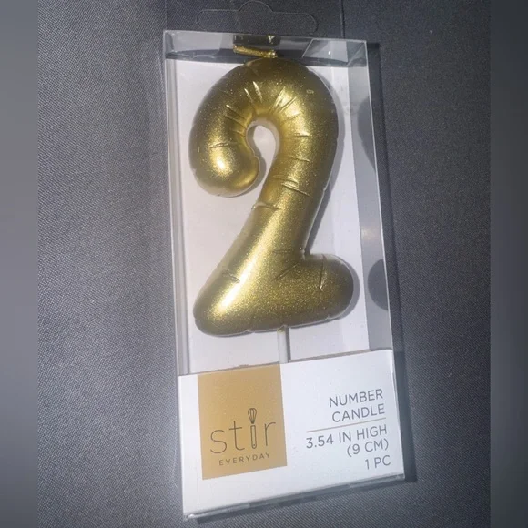 Gold Number 2 Candle
