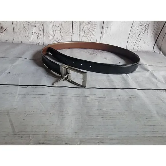 Boys Reversible Belt Vegan Leather Brown Black Size 36