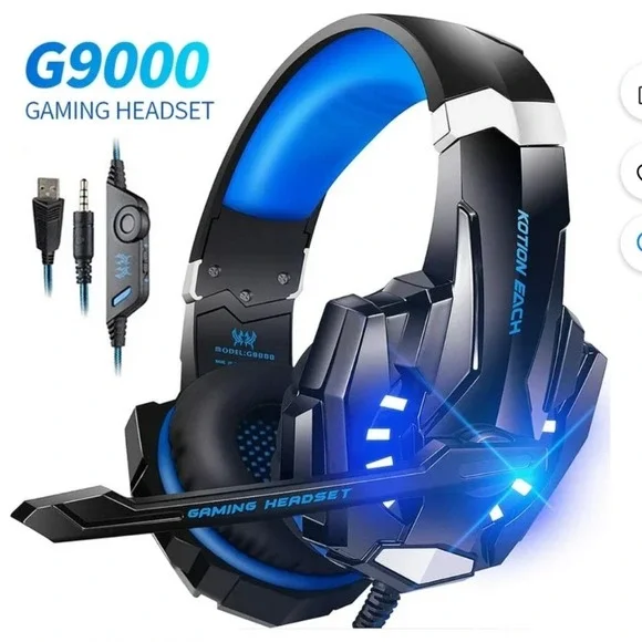 Kotion Each G9000 Pro Gaming Headset Black Blue LED Noise Cancelling Wired PC