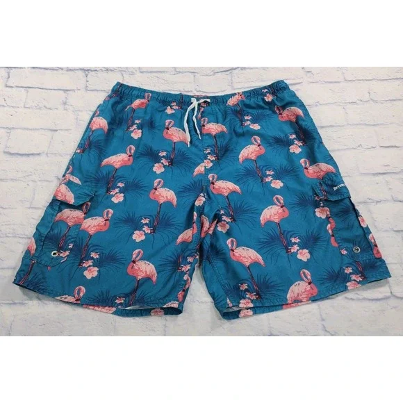Beverly Hills Polo Club MENS XXL Swim Trunks Board Shorts Flamingo Green