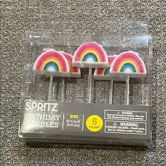 Spritz Rainbow Cake Candles - 5 Pack