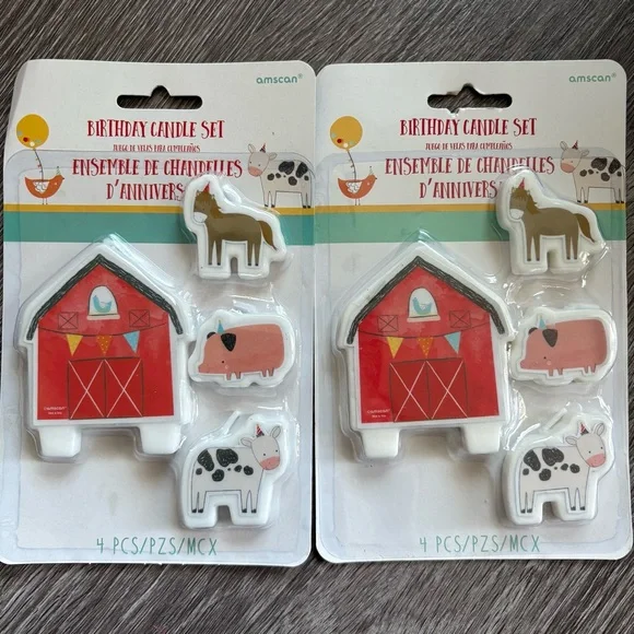 Amscan Farm Animal Candle Set- Horse, Cow, Pig, and Red Barn