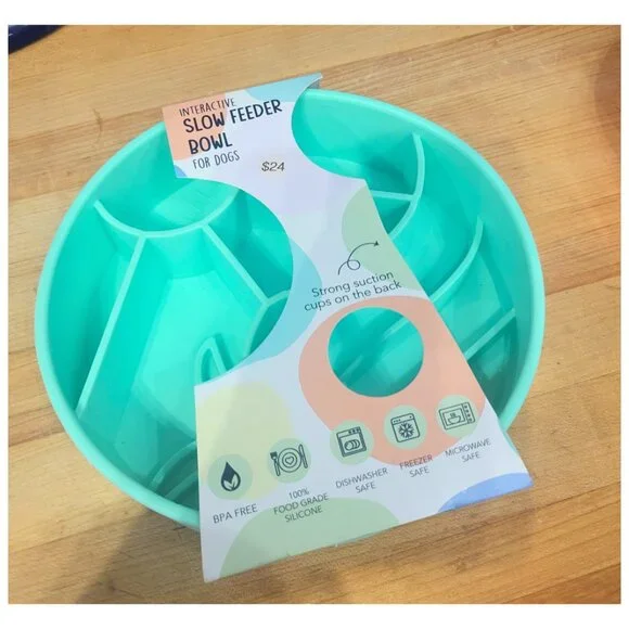 Happy Dingo Interactive Slow Feeder Bowl Seafoam Green, NWT