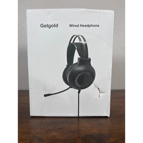 Getgold Wired Gaming Headset with Microphone 3.5mm Audio Blk Over-Ear Headphone