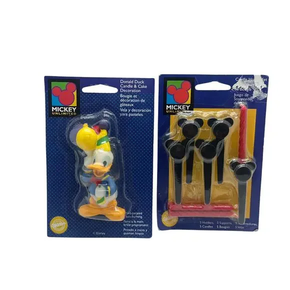 Vintage Mickey Donald Birthday Cake Candles NOS