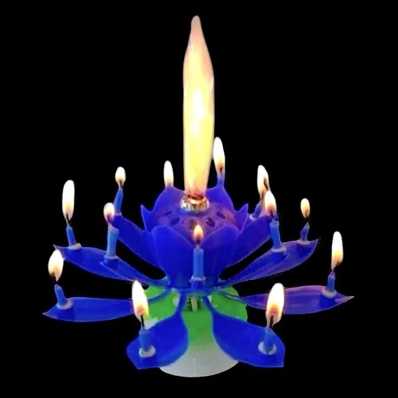 Musical Flower Birthday Candle blue new in box