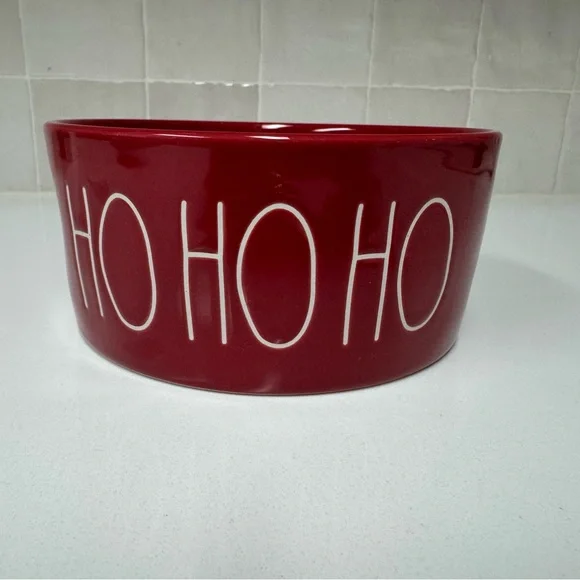 NWOT Rae Dunn Red Ho Ho Ho 6” Dog Bowl
