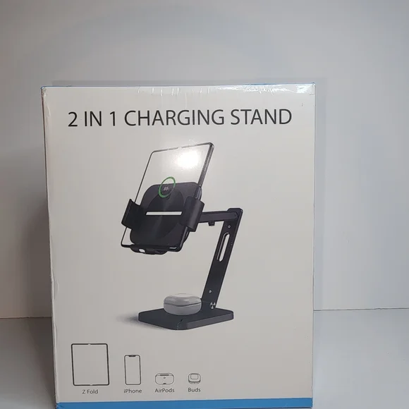 2 in 1 Tablet & iPad Charging Stand Black Desktop Holder Dock